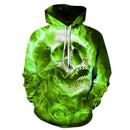 Moletom 3D "Skull On Fire" Estampa Com Capuz - Lojas Baluga