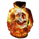 Moletom 3D "Skull On Fire" Estampa Com Capuz - Lojas Baluga