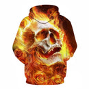 Moletom 3D "Skull On Fire" Estampa Com Capuz - Lojas Baluga